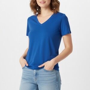 Opna T Shirt Womens Large Midnight Blue V Neck Short Sleeve Pullover Active Wear